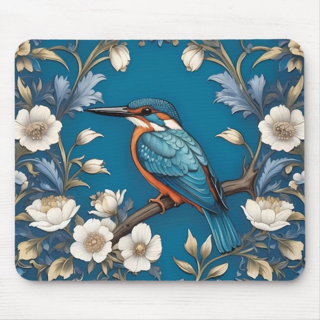 Mousepad Elegante Turquoise Kingfisher Floral (Frente)