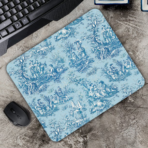 Mousepad Elegante vintage azul teal toile de jouy