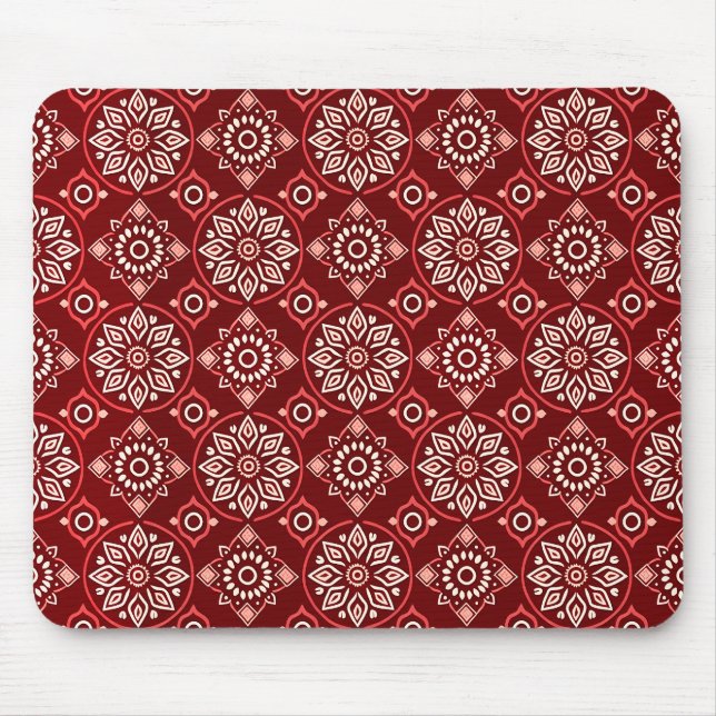 Mousepad Elegante Vintage Boho Padrão Geométrico Floral (Frente)