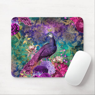 Mousepad Elegante Vintage Purple Peacock Teal