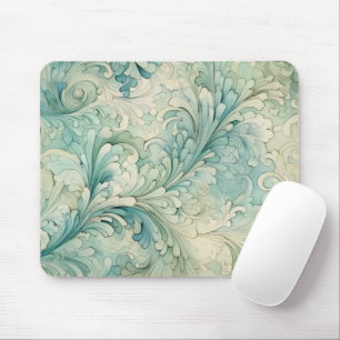 Mousepad Elegante Vintage Teal Cream Swirl