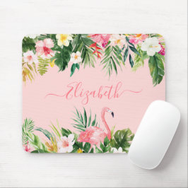 Mousepad Elegante Watercolor Tropical Floral Trendy Script