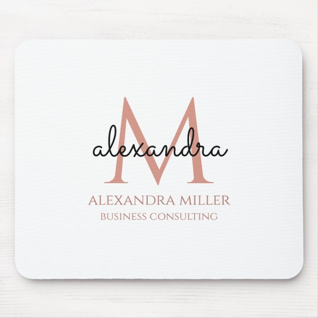 Mousepad Elegante White Blush Cor-de-rosa preto (Frente)