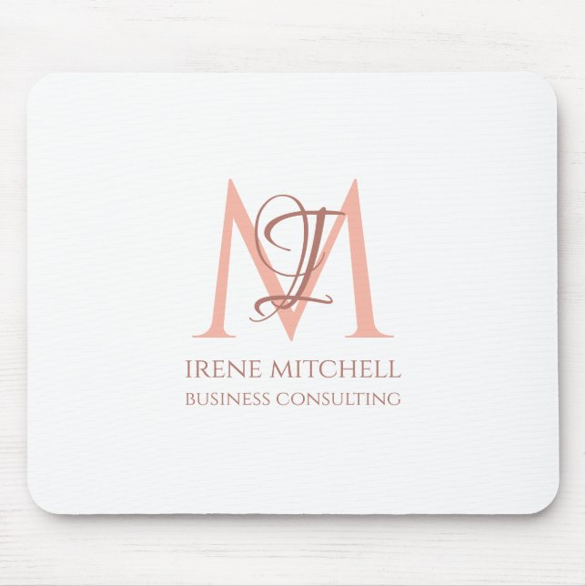 Mousepad Elegante White Rose Dourada Modern Monograma (Frente)