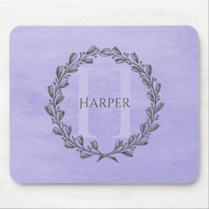 Mousepad Elegante Wreath Monograma Roxo