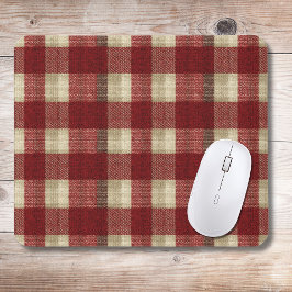 Mousepad Elegante Xadrez Burgundy Marfim Ferrugem Vermelho