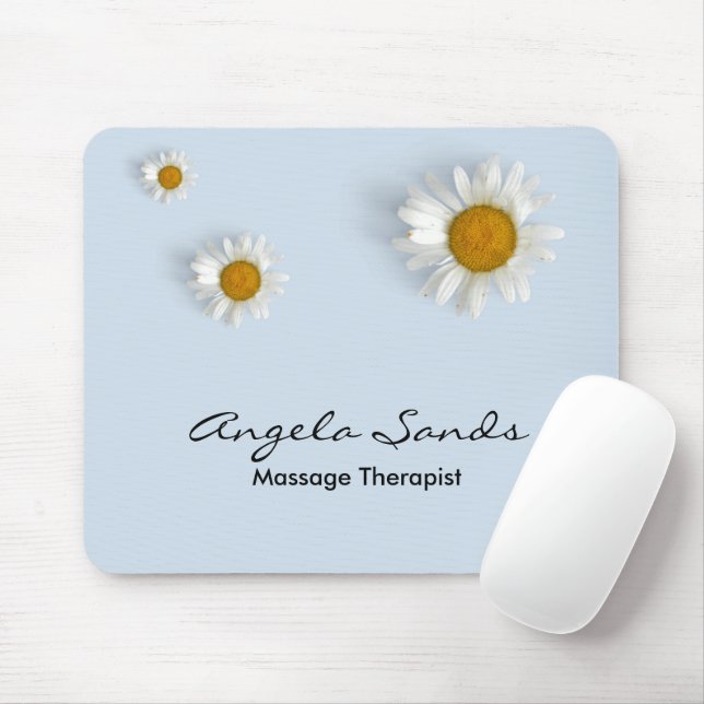 Mousepad Elegantes margaridas brancas azuis (Com mouse)