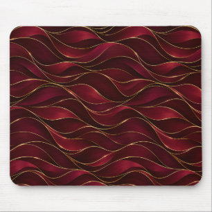 Mousepad Elegantes Ondas de Mármore Vermelho Borgonha com A