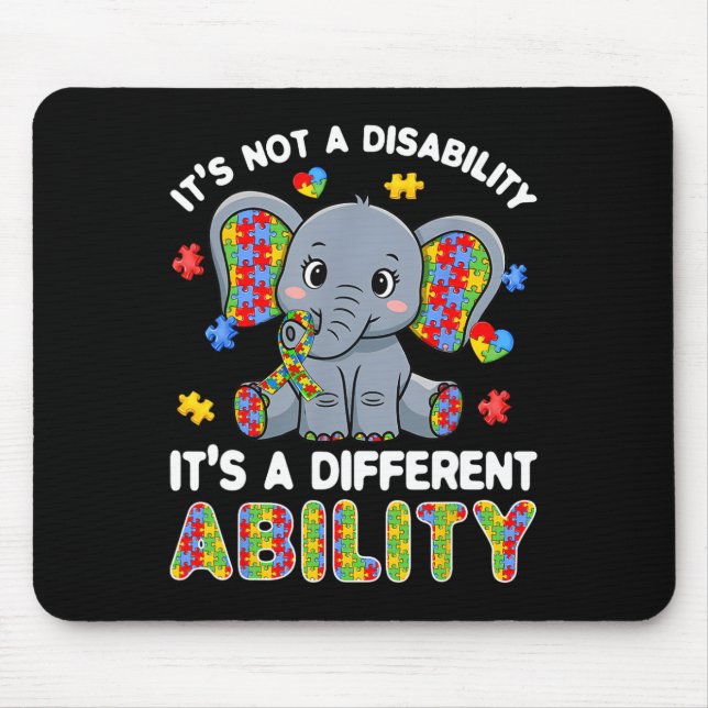 Mousepad Elepha de consciência de habilidade diferente e au (Frente)