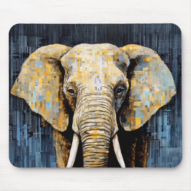 Mousepad Elephant Animal Art Decor Paint Mosaico (Frente)