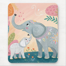 Mousepad Elephant Mom and Baby