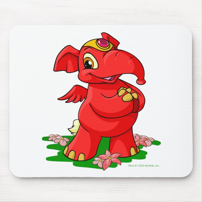 Mousepad Elephante vermelho alegre em Shenkuu (Frente)