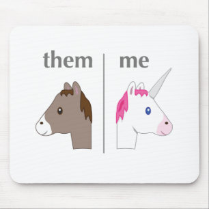Mousepad Eles contra mim asno contra o unicórnio engraçad