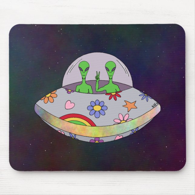 Mousepad Eles vêm em Peace UFO (Frente)