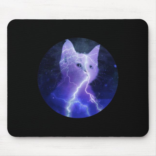 Mousepad Elétrica Cat Lightning Graphic Art Cat Mãe (Frente)