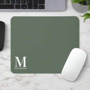Mousepad Eletrônicos de Nome Inicial Verde de Sage Monogram