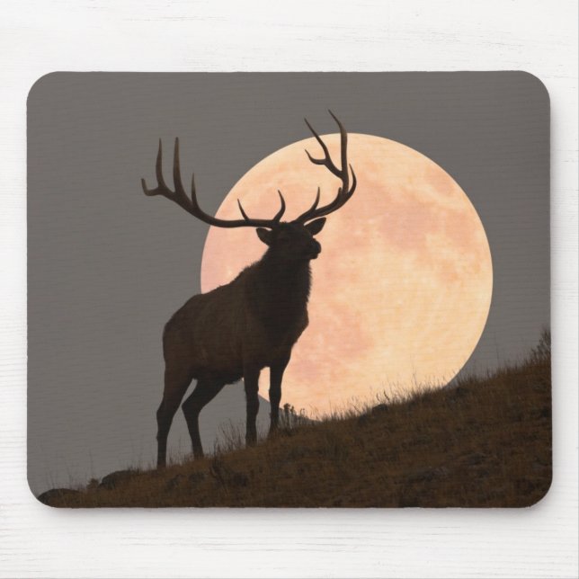 Mousepad Elevação majestosa dos alces e da Lua cheia de (Frente)