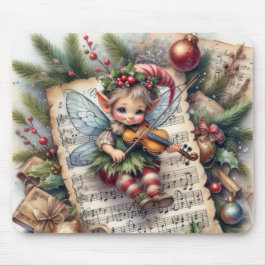 Mousepad Elf de Natal tocando um violino