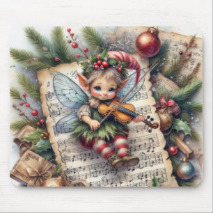 Mousepad Elf de Natal tocando um violino
