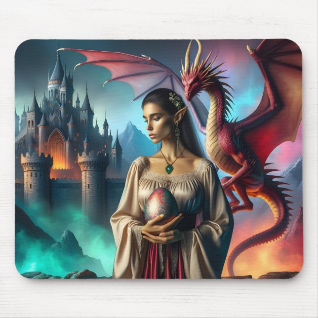 Mousepad Elf segurando um ovo dragão (Frente)