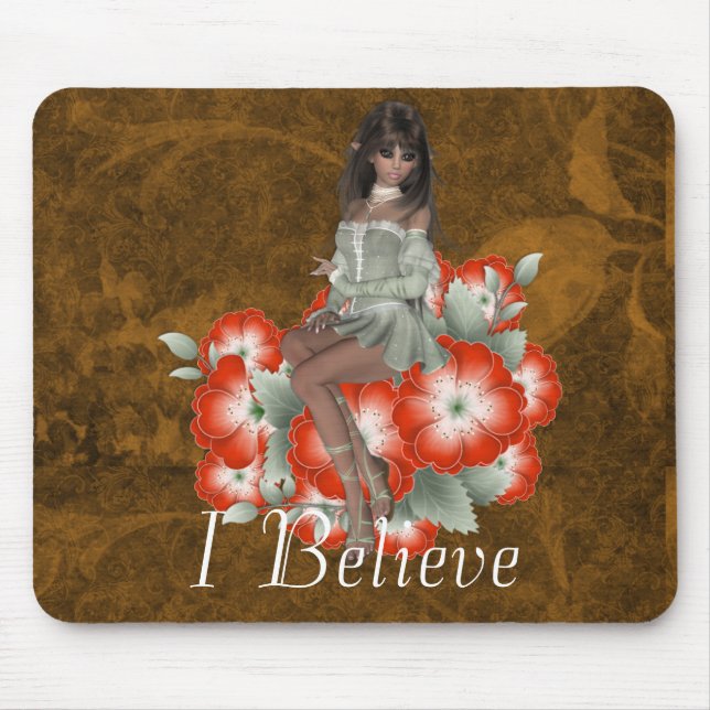 Mousepad Elf Sentado em Flores Vermelhas Design 1 (Frente)