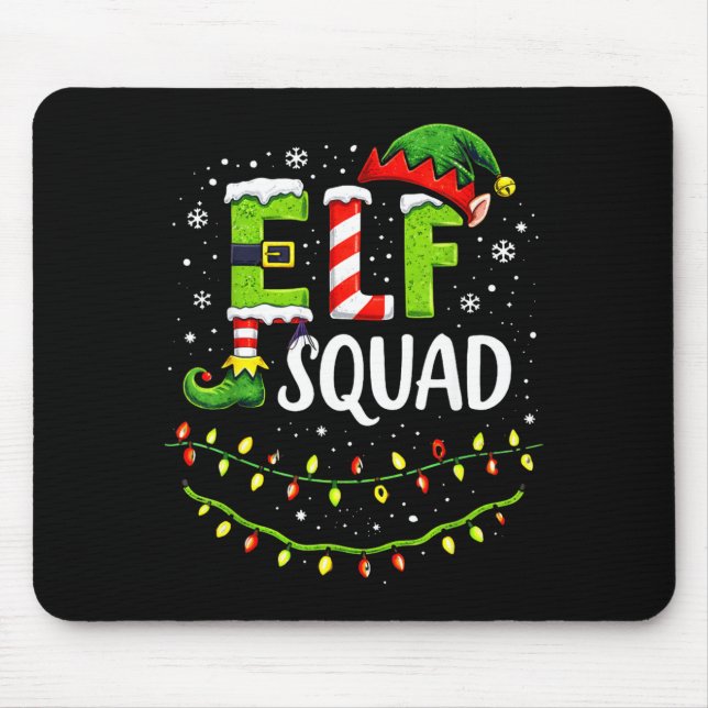 Mousepad Elf Squad Christmas Lights Matching Holiday Crew  (Frente)