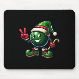 Mousepad Elfo de Natal de Boliche Mão da Paz Engraçado Mulh