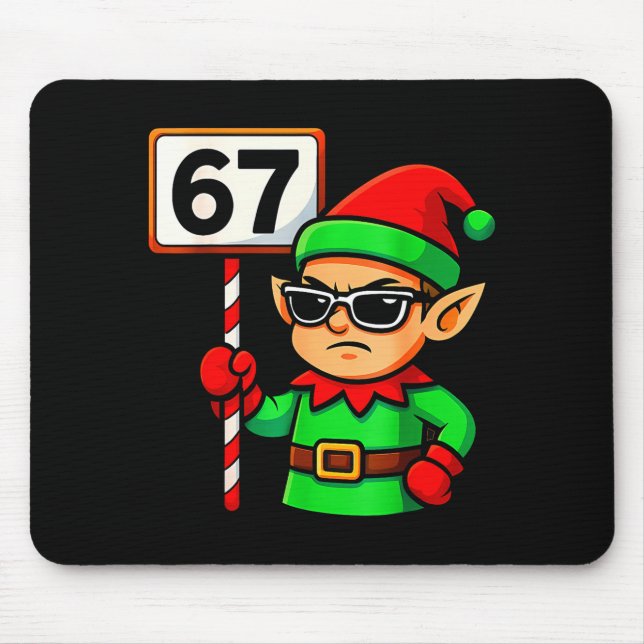 Mousepad Elfo Engraçado Seis Sete 6 7 Meme Fantasia de Nata (Frente)