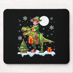 Mousepad Elfo Montando Árvore de Natal T-rex Luzes Colorida