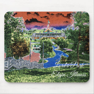 MOUSEPAD ELGIN ILLINOIS LORDS PARK PAVILION 1920'S ART VIEW