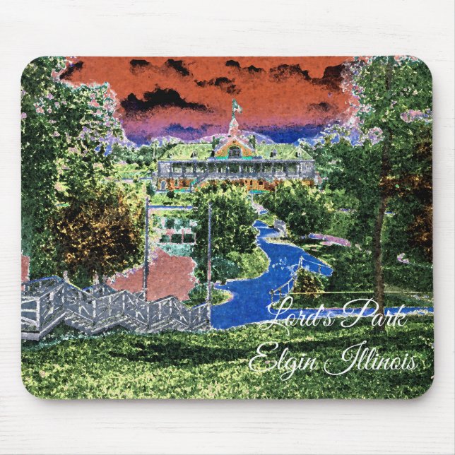 MOUSEPAD ELGIN ILLINOIS LORDS PARK PAVILION 1920'S ART VIEW (Frente)