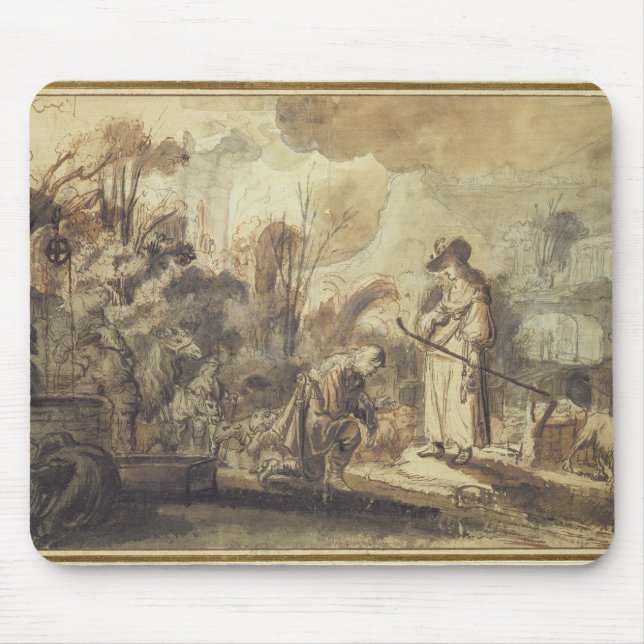 Mousepad Eliezer e Rebecca no poço (Frente)