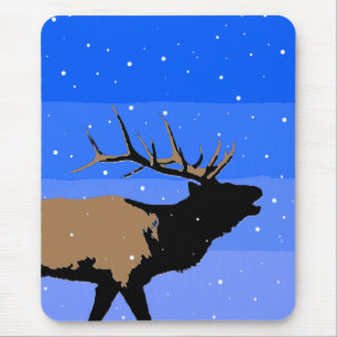 Mousepad Elk Bugling no inverno - Arte original sobre a vid