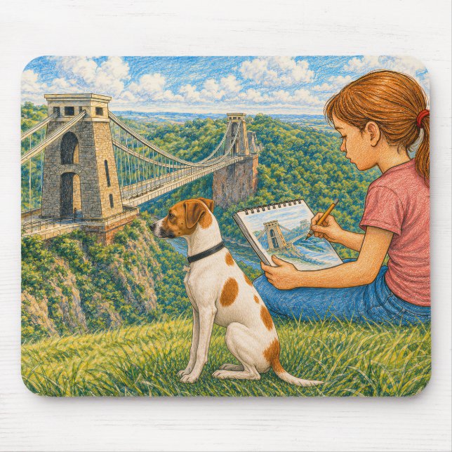 Mousepad Ella e Bella Esboçam a Ponte de Suspensão de Clift (Frente)