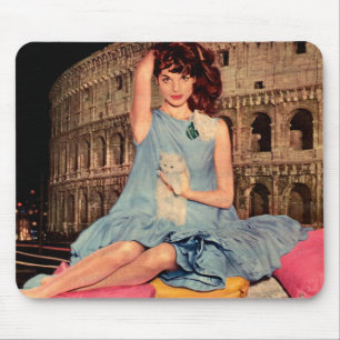 Mousepad Elsa Martinelli e gatinho branco