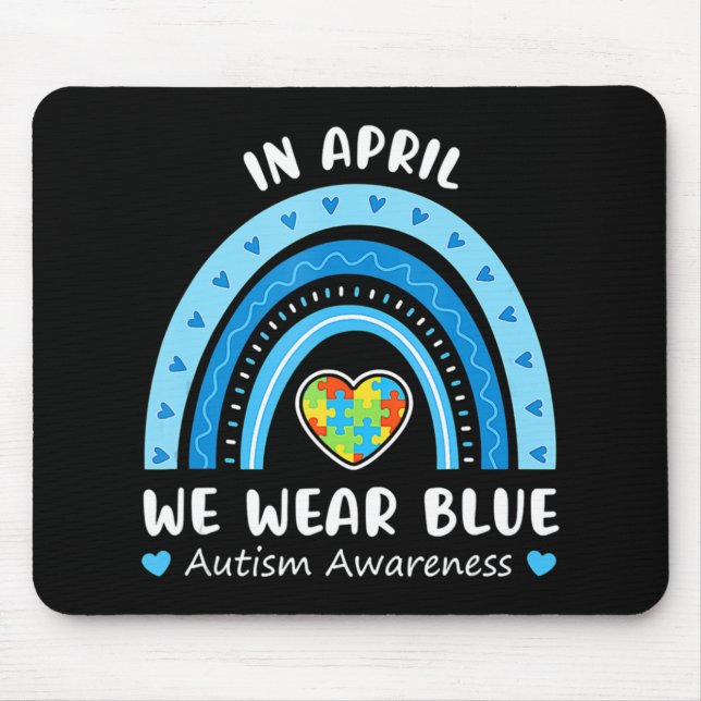 Mousepad Em abril, Vestimos o Blue Rainbow Autismo Sensibil (Frente)