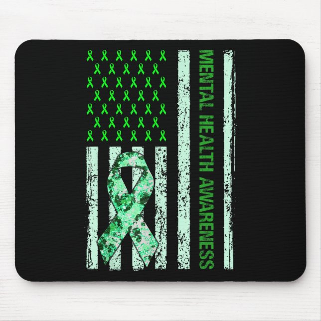 Mousepad Em maio, Vestimos Mês de Consciência Mental Verde (Frente)