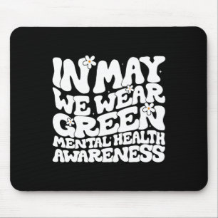 Mousepad Em maio, Vestimos o Green Retro Floral Floral Ment