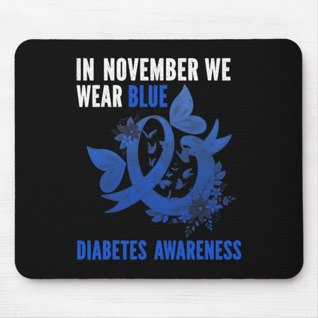Mousepad Em novembro, Vestimos a consciência azul da diabet (Frente)