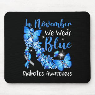 Mousepad Em novembro Vestimos Borboletas Azuis Diabetes Awa