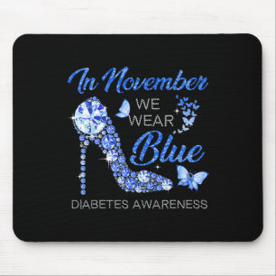 Mousepad Em novembro Vestimos Diabetes de Alto Céu Azul Fit