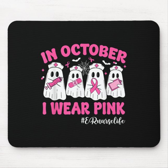 Mousepad Em Outubro Eu Visto Pink Er Enfermeiro Cancer De M (Frente)