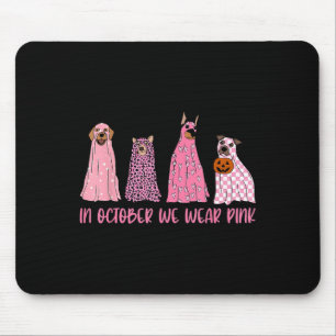 Mousepad Em outubro Vestimos Cães Fantasmas Rosa Cancer A