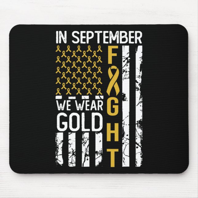 Mousepad Em Setembro Usamos Dourado EUA Conscientização do  (Frente)