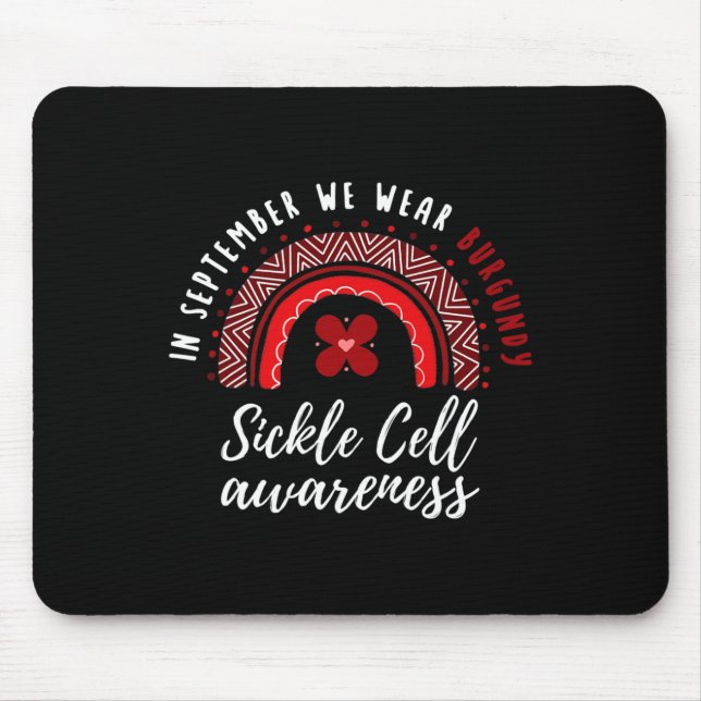 Mousepad Em Setembro Usamos Fita Burgundy Sickle Cell A (Frente)