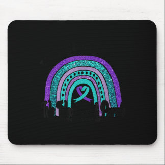 Mousepad Em setembro use azul-turquesa e arco-íris roxo sui