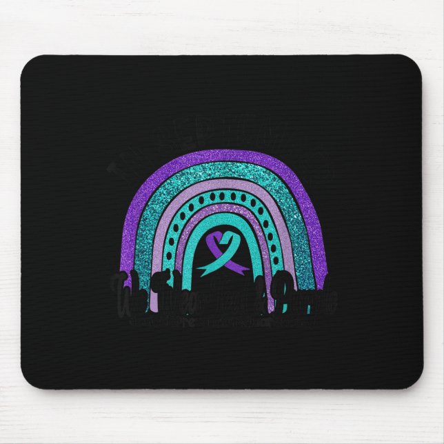 Mousepad Em setembro use azul-turquesa e arco-íris roxo sui (Frente)