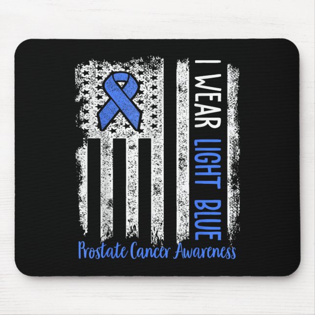 Mousepad Em setembro Vestimos O Cancer Da Próstata Azul Cla (Frente)