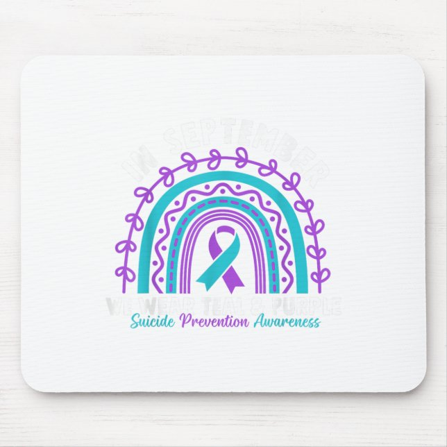 Mousepad Em Setembro, Vestimos Suicídio De Fita Roxal Teal  (Frente)