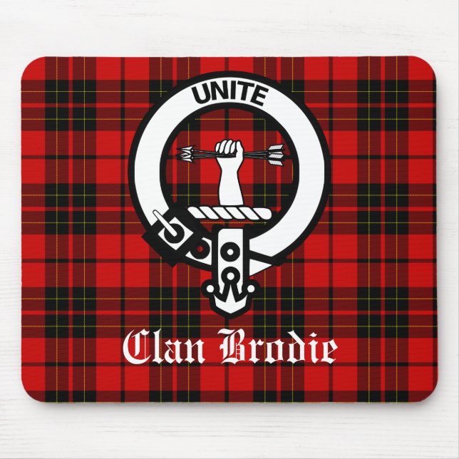 Mousepad Emblema da Crista e Tartan do Clã Brodie (Frente)